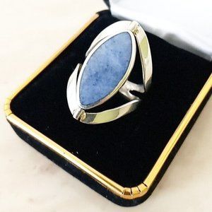Ring Silver 950 Adjustable Ring with natural stones 2 colors reversible- new